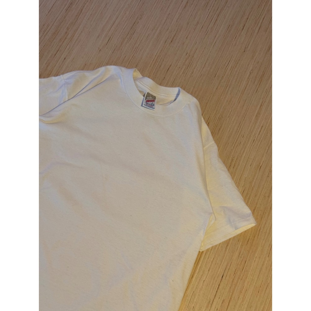Vintage Jerzees 50/50 Heavyweight T-Shirt Mens Large White Blank Made in USA 38